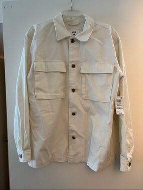 NWT Mode of One Men’s Cream Button-Front Utility Jacket Small
